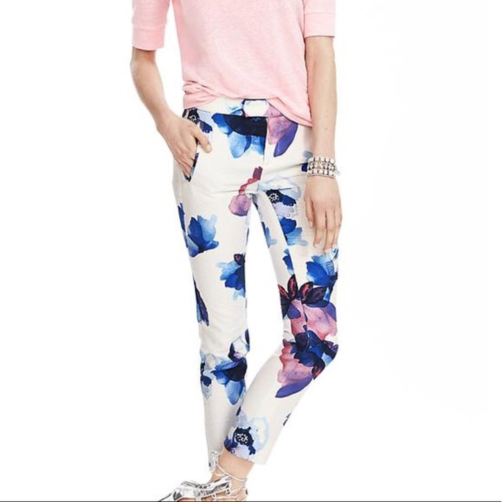 Banana Republic White Floral Ryan Pant